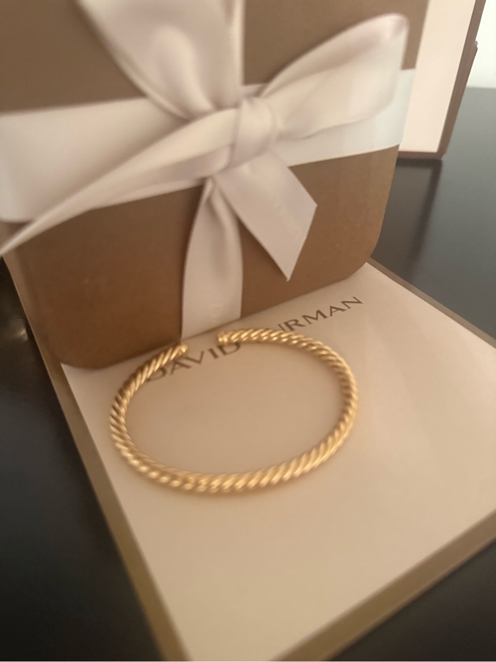 GORGEOUS David Yurman 18k Yellow Gold Cable Open Cuff Bracelet! - 4mm - Picture 10 of 10